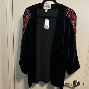 Forever 21 Black Floral Embroidered Jacket